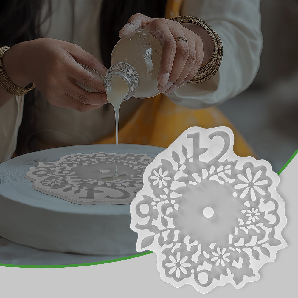 SILICOMOLDS - 10" FLORAL CLOCK - URP151- RM